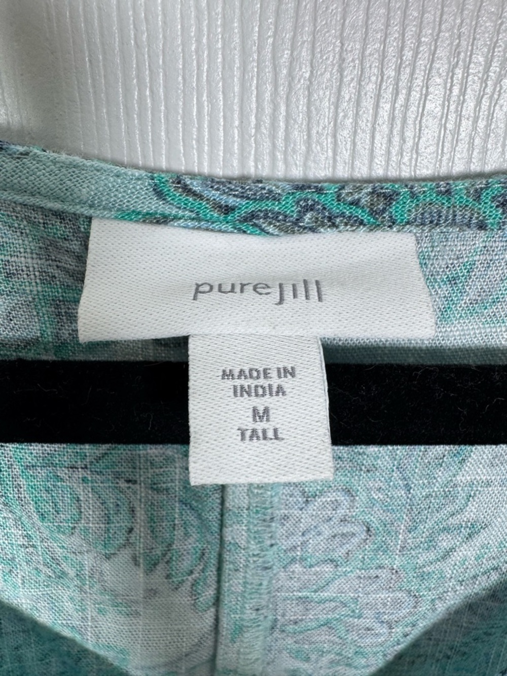 Pure Jill Linen Blend Paisley Midi Dress Blue Green Boho Relaxed - Picture 4 of 7